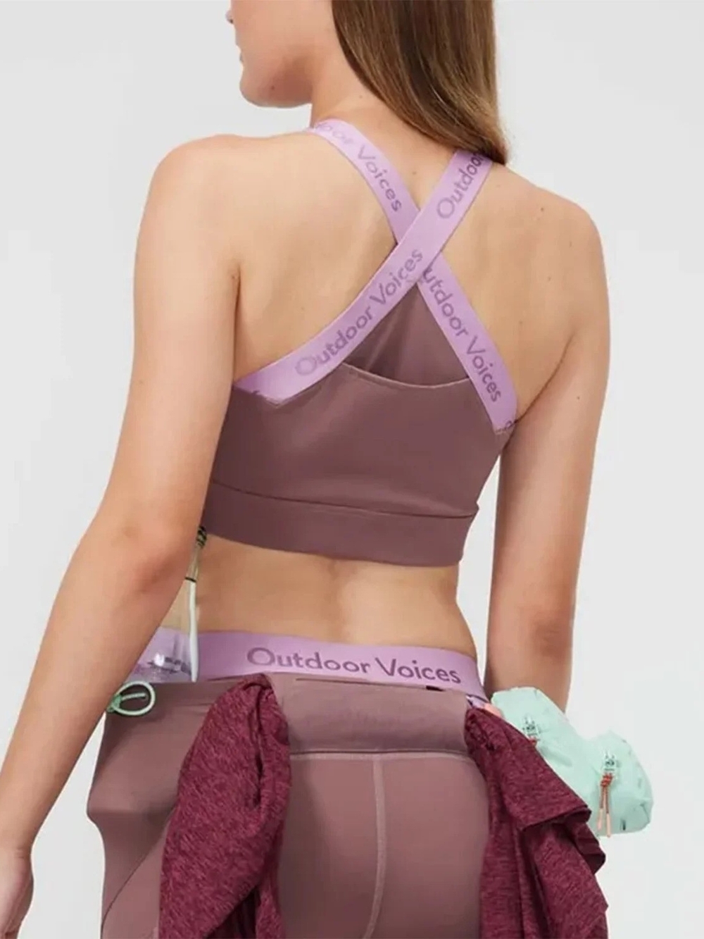 Outdoor Voices Mauve High-Neck Sports Bra - Picture 2 of 5